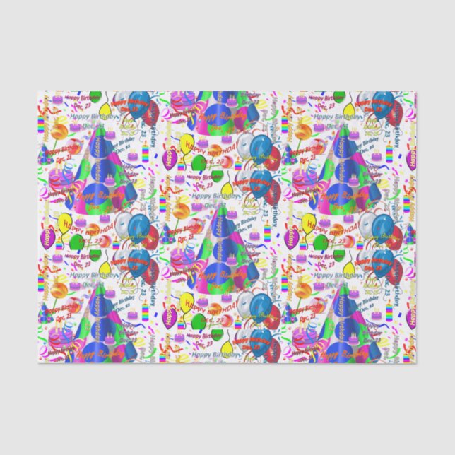 December, 23 Birthday Tissue Paper (Front)