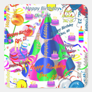December, 23 Kids Birthday Stickers