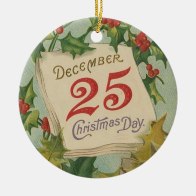 December 25th Christmas Day Ceramic Tree Decoration (Front)