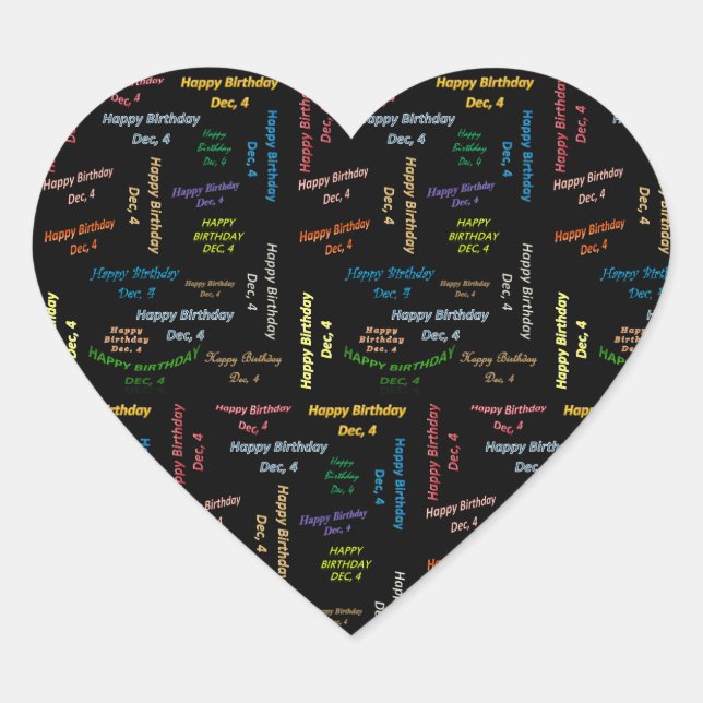 December, 4 Birthday Sticker (Front)