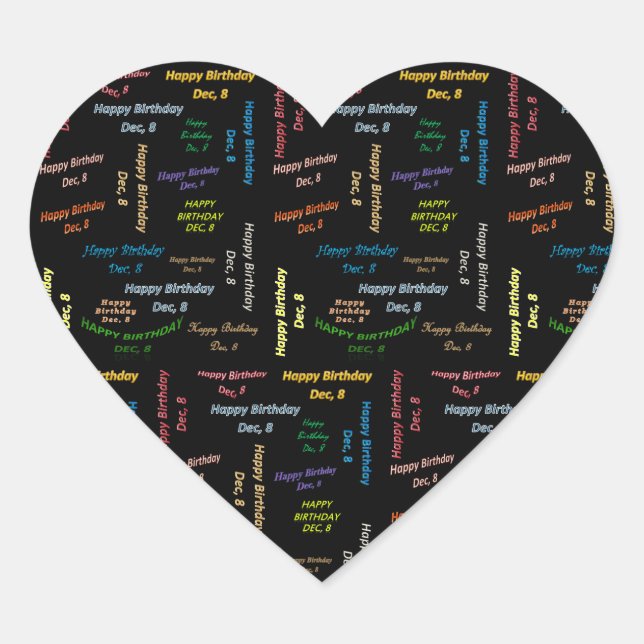 December, 8 Birthday Sticker (Front)