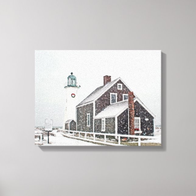 December at Scituate Light Canvas Print (Front)
