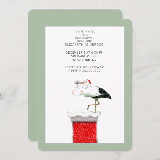 December Baby Shower Invitations (Front/Back)