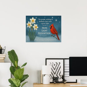 December Bible Verse Hope Joy Love Redemption Poster