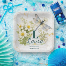 December Birth Flower Narcissus & Dragonfly