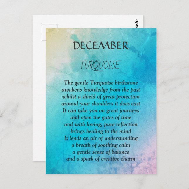 December birthday birthstone Turquoise  Postcard (Front/Back)