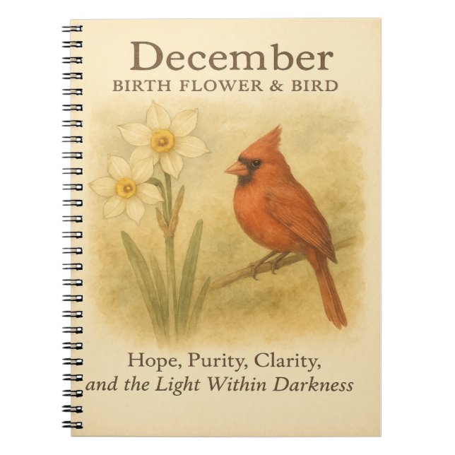 December Birthday Christian Cardinal Bible Verse I Notebook (Front)