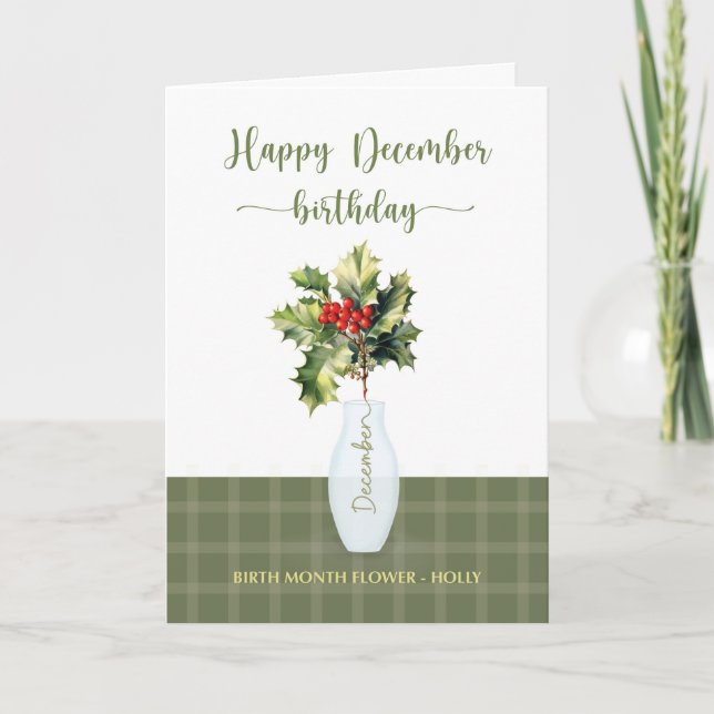 December Birthday Holly Birth Month Flower Violet Card (Front)