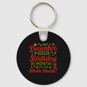 December Birthday Month Christmas Celebration Wint Key Ring