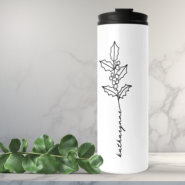 December Birthday Month Flower Holly Thermal Tumbler (December Birthday Month Flower Holly Thermal Tumbler)