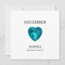December Birthstone Birthday Name Turquoise