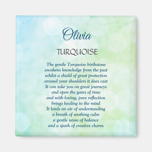 December Birthstone Turquoise design  Magnet (Front)
