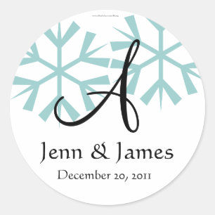 December Blue Snowflakes Monogram A Seal