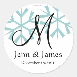 December Blue Snowflakes Monogram M Seal