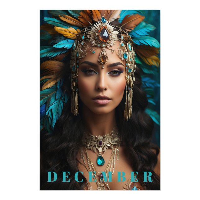 *~* DECEMBER Boho Headdress Turquoise Zircon AP53 Photo Print (Front)