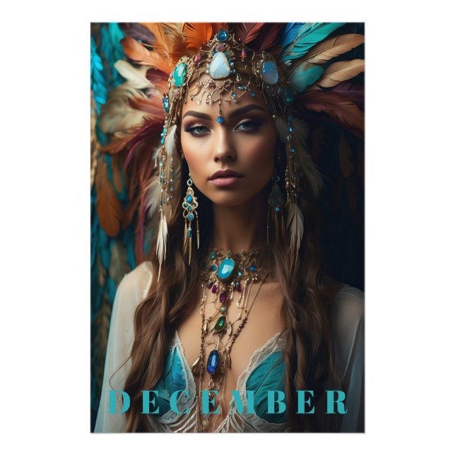 *~* DECEMBER Boho Headdress Zircon Turquoise  AP53 Photo Print (Front)