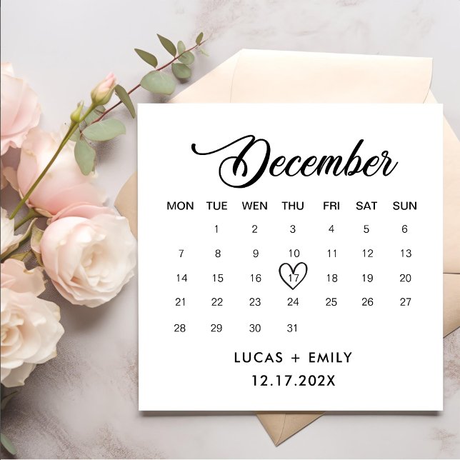 December Calendar Dark Black Wedding Napkin (Creator Uploaded)