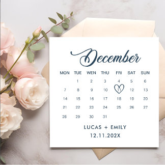 December Calendar Dark Blue Wedding Napkin