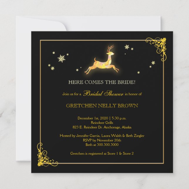 December Caribou Winter Bridal Shower Invitation (Front)