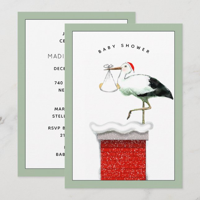 December Christmas Baby Shower Invitation (Front/Back)