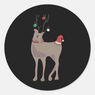 [december] Christmas Reindeer (12 Month Calendar C Classic Round Sticker