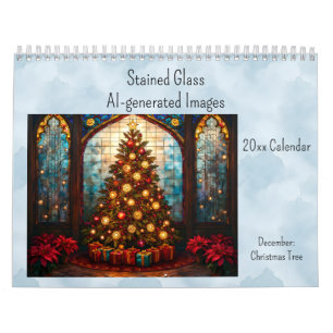 December Christmas Tree Stained Glass AI-generated Calendar