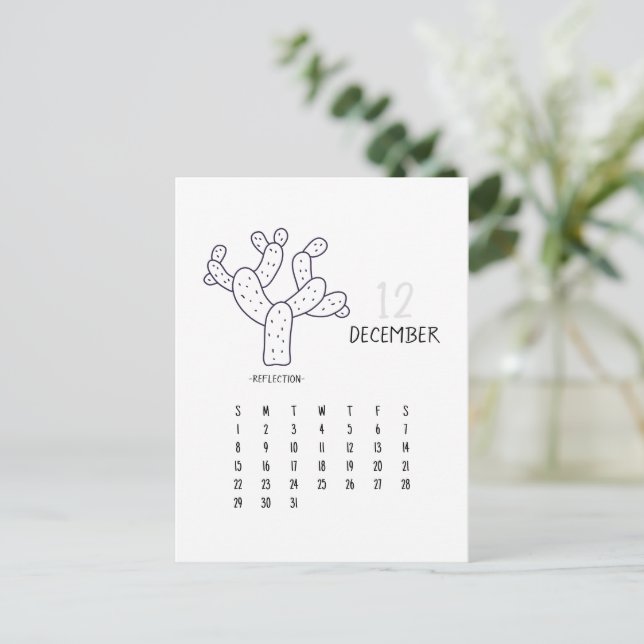 December Customisable Cactus 2024 Calendar Card (Standing Front)