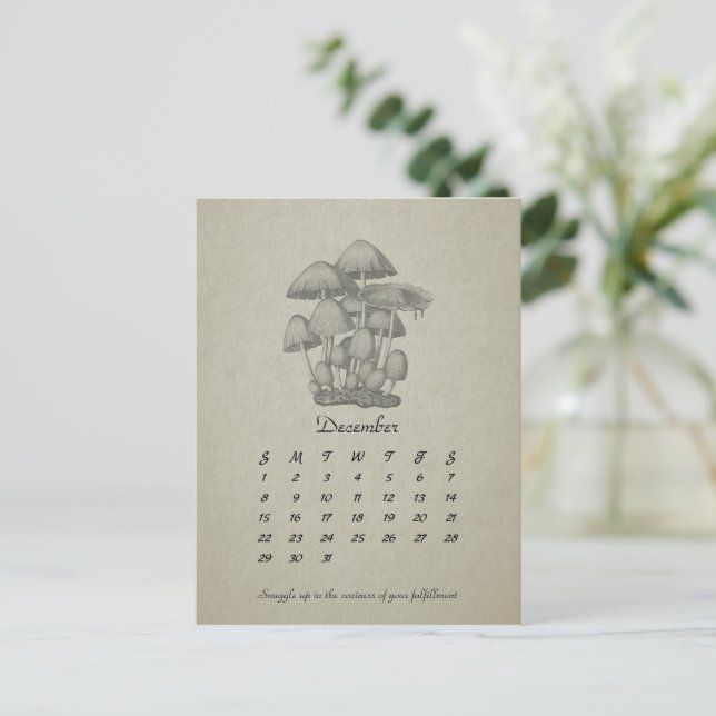 December Customisable Mushroom Vintage 2024 Card (Standing Front)