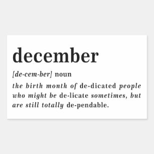 December Definition Birthday Rectangular Sticker