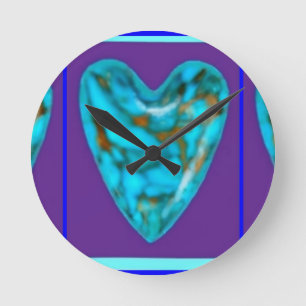 December Gem turquoise Heart by SHARLES Round Clock