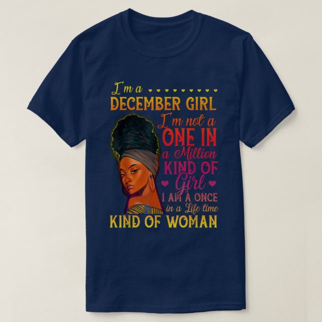 December Girl Birthday Melanin Black Afo Queen Jun T-Shirt (Design Front)