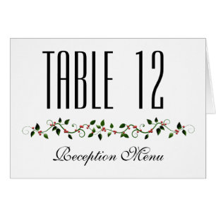 December Holiday Wedding Menu and Table Number