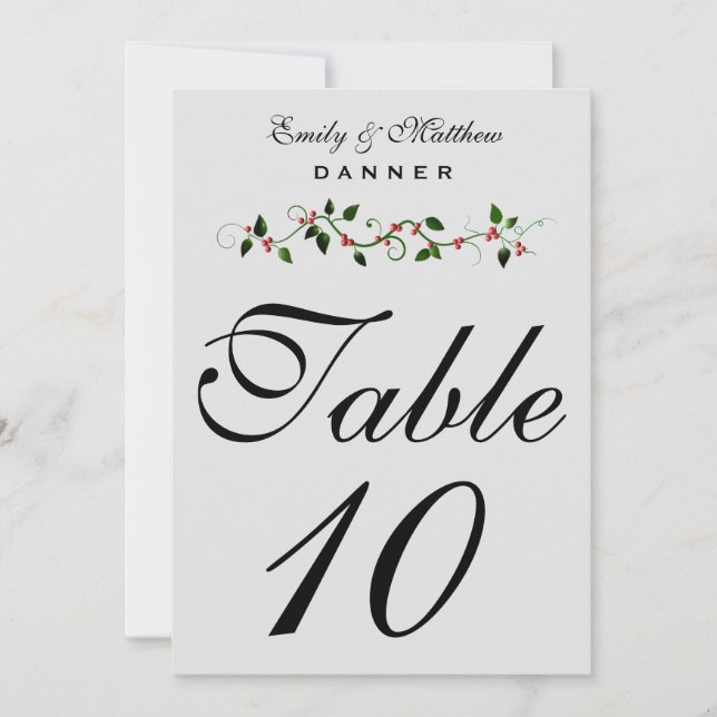 December Holiday Wedding Table Number 5X7 (Front)