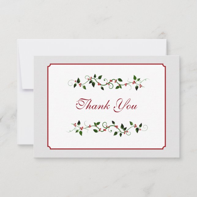 December Holiday Wedding Thank You Flat Card (Front)