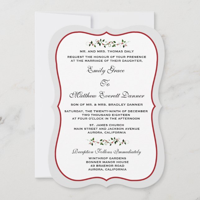 December Holiday Wedding Traditional Invitation (Front)