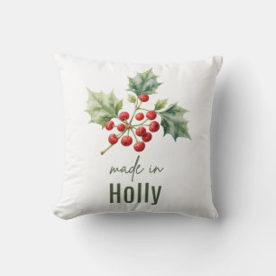 December Holly Birth Flower Flat Thank You  Cushion