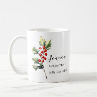 DECEMBER HOLLY BIRTH FLOWER MONTH NAME GIFT