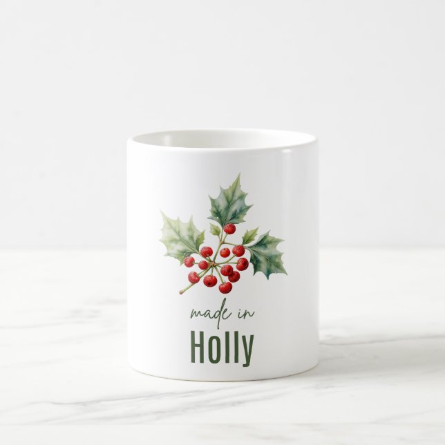 December Holly Flower Mug | Coffee Cup (Center)