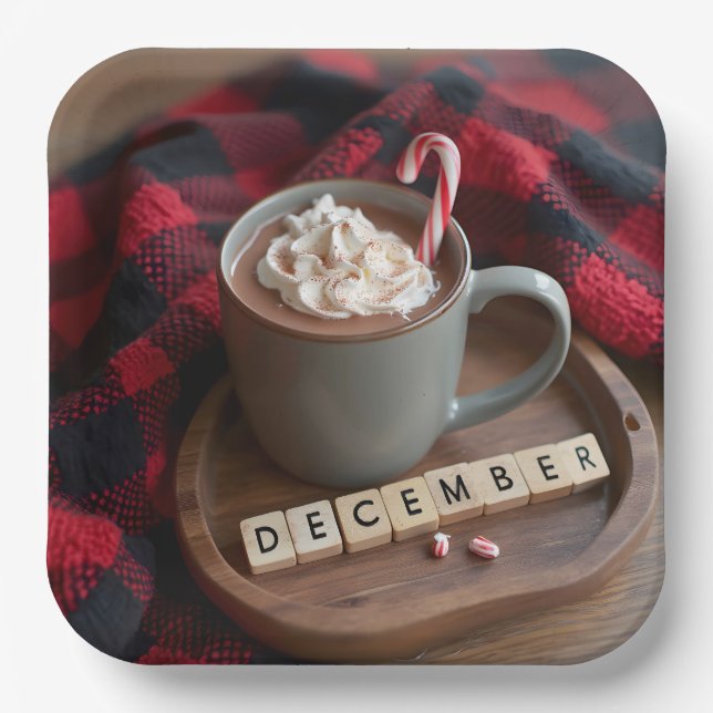 December Hot Chocolate Paper Plate (Front)