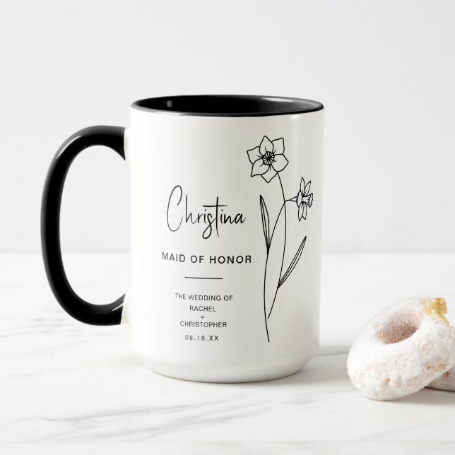 December Maid of Honour | Jonquil Birth Flower Mug (With Donut)