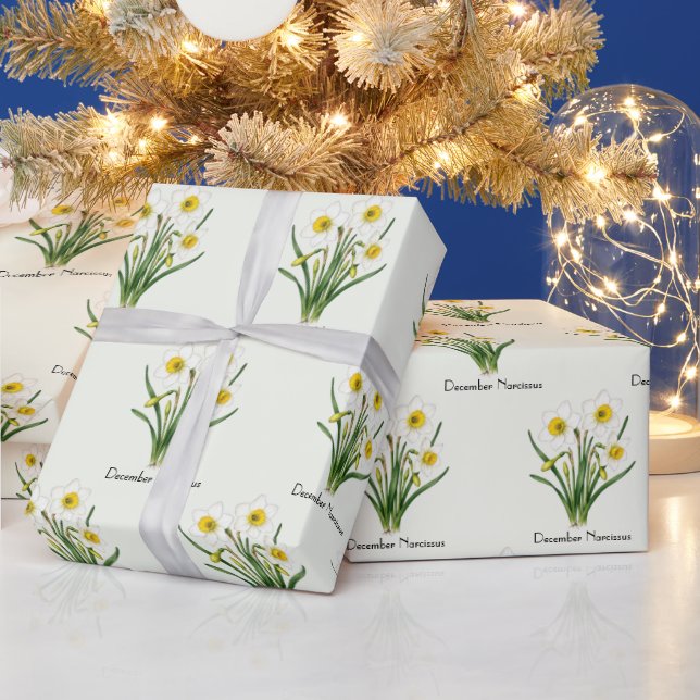 December Narcissus Flowers Wrapping Paper (Holidays)