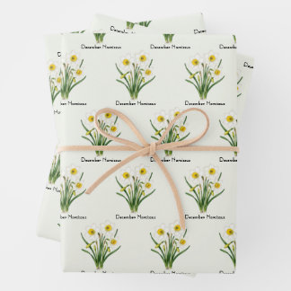 December Narcissus Flowers Wrapping Paper Sheet