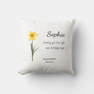December Narcissus Personalised Birthday Cushion