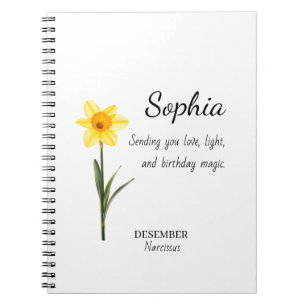 December Narcissus Personalised Birthday Notebook