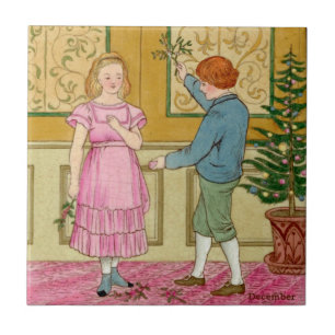December Polychrome Wedgwood Antique Repro Tile