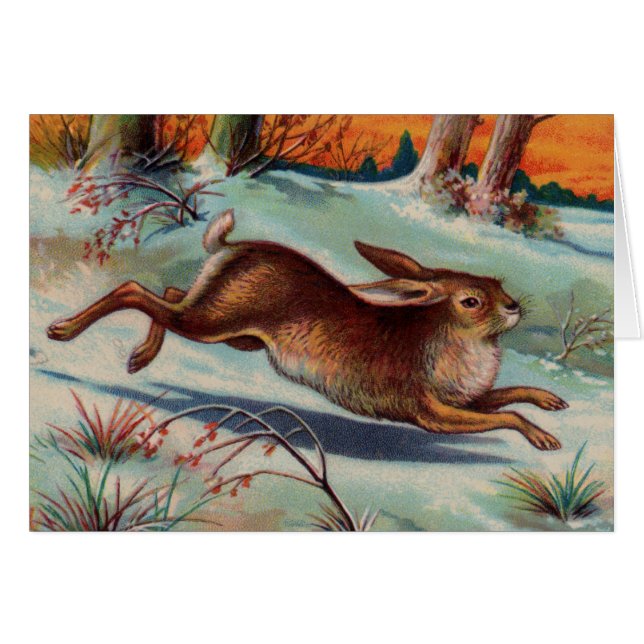 December Rabbit Note Card (Front Horizontal)