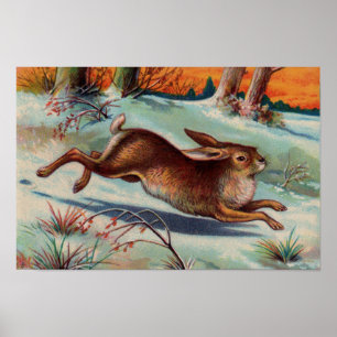 December Rabbit Small Poster