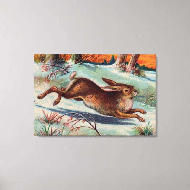 December Rabbit Wrapped Canvas Print (Front)