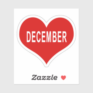 DECEMBER Red Love Heart Vinyl Sticker