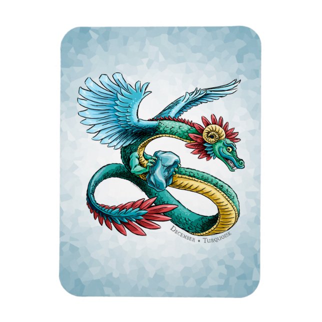December’s Birthstone Dragon: Turquoise Magnet (Vertical)